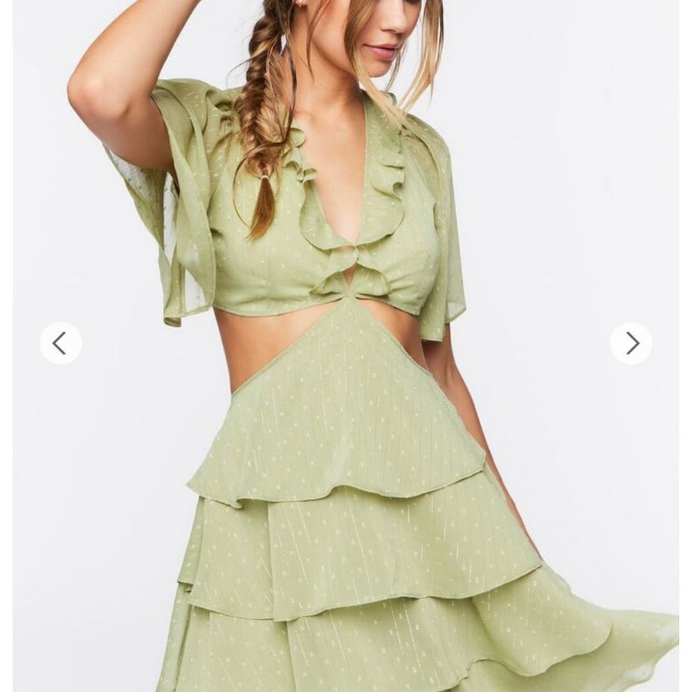 Forever 21 sz M Chiffon Cutout Mini ruffle Dress NWT